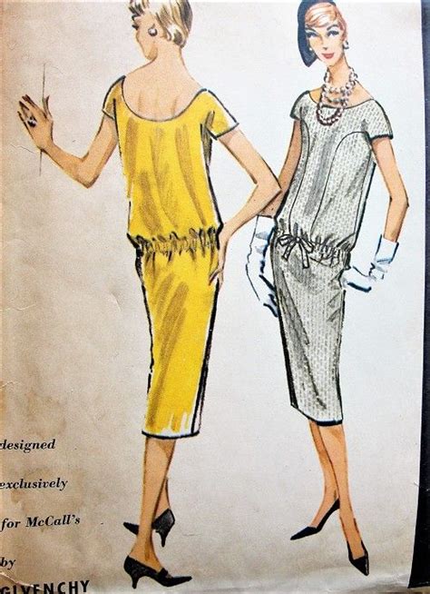 1950s original givenchy designed chemise dress pattern mccalls 4443|McCall's 4443 Givenchy 1958 Chemise Dress Pattern Size 10 .